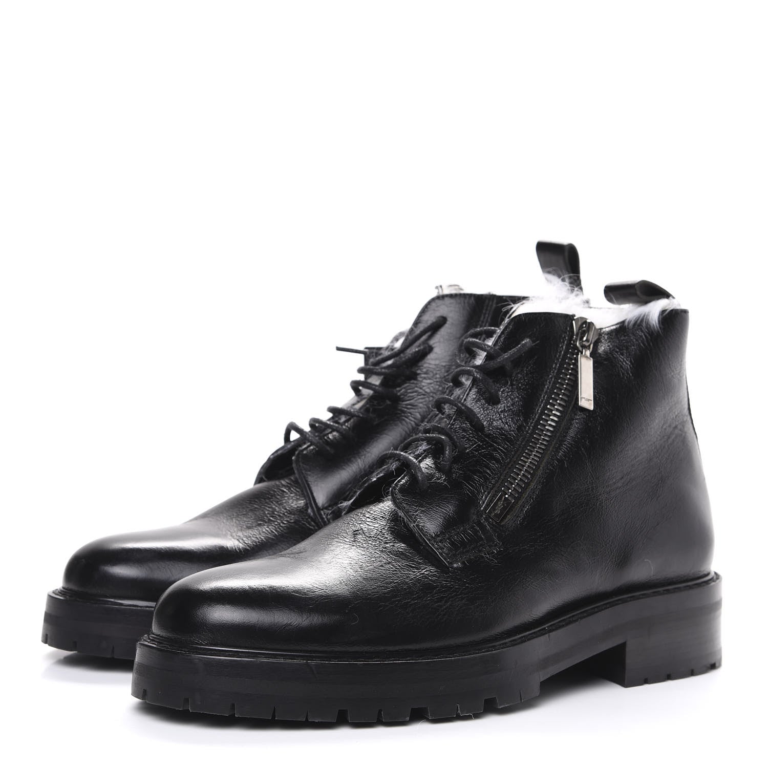 Saint Laurent Moroder Calfskin Shearling-Lined Ankle Zip Booties 41 Black 3 of 7