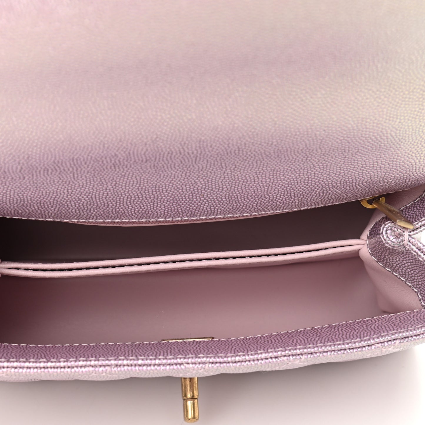 Metallic Caviar Quilted Mini Coco Handle Flap Light Pink