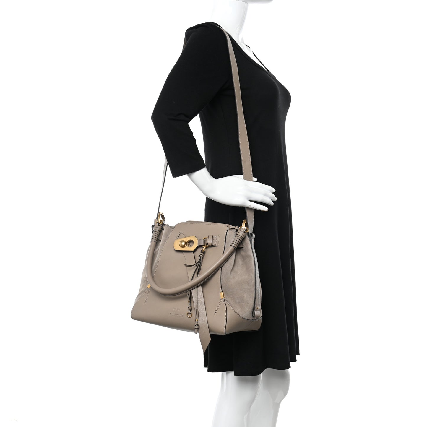 Suede Calfskin Medium Owen Bucket Bag Motty Grey