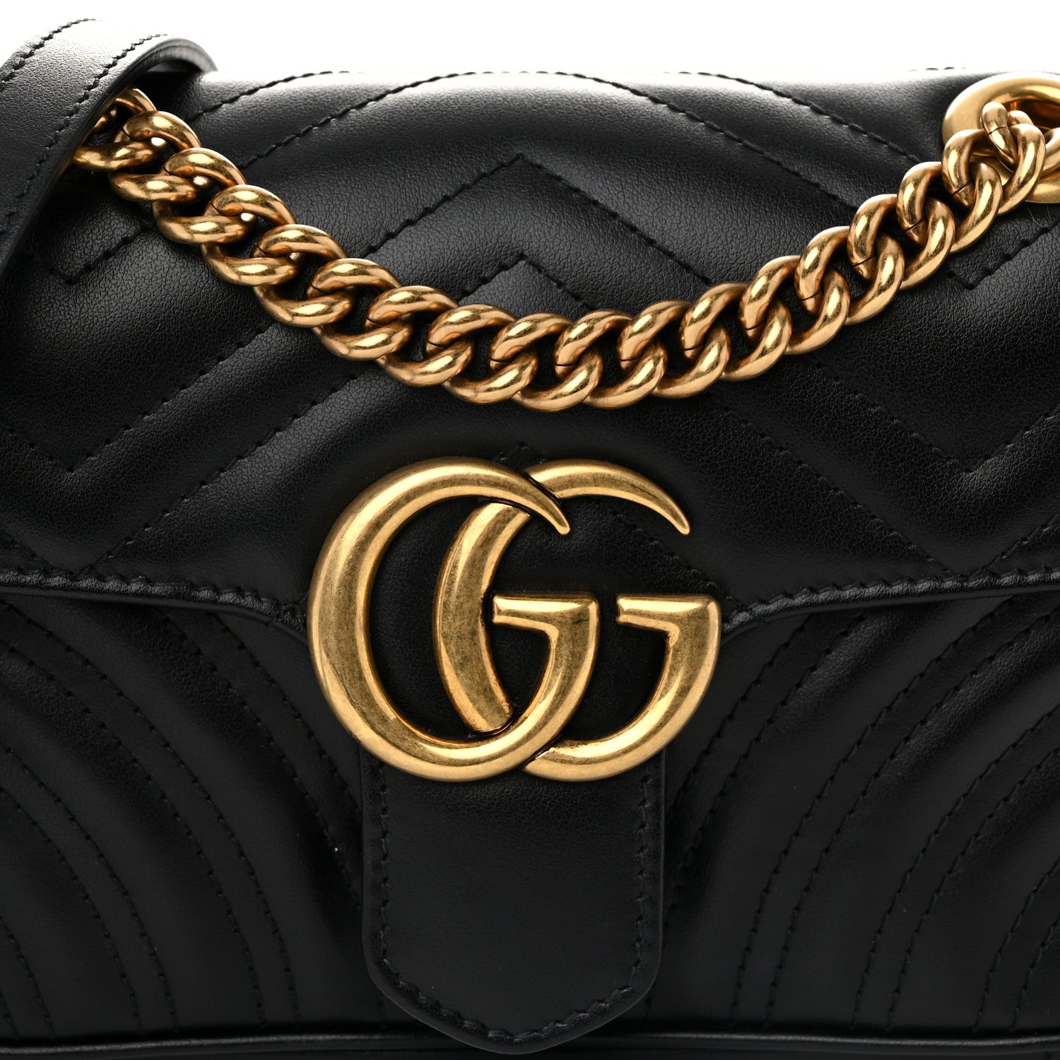 Gucci Calfskin Matelasse Mini GG Marmont Shoulder Bag Black 8 of 10