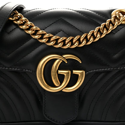 Gucci Calfskin Matelasse Mini GG Marmont Shoulder Bag Black 8 of 10