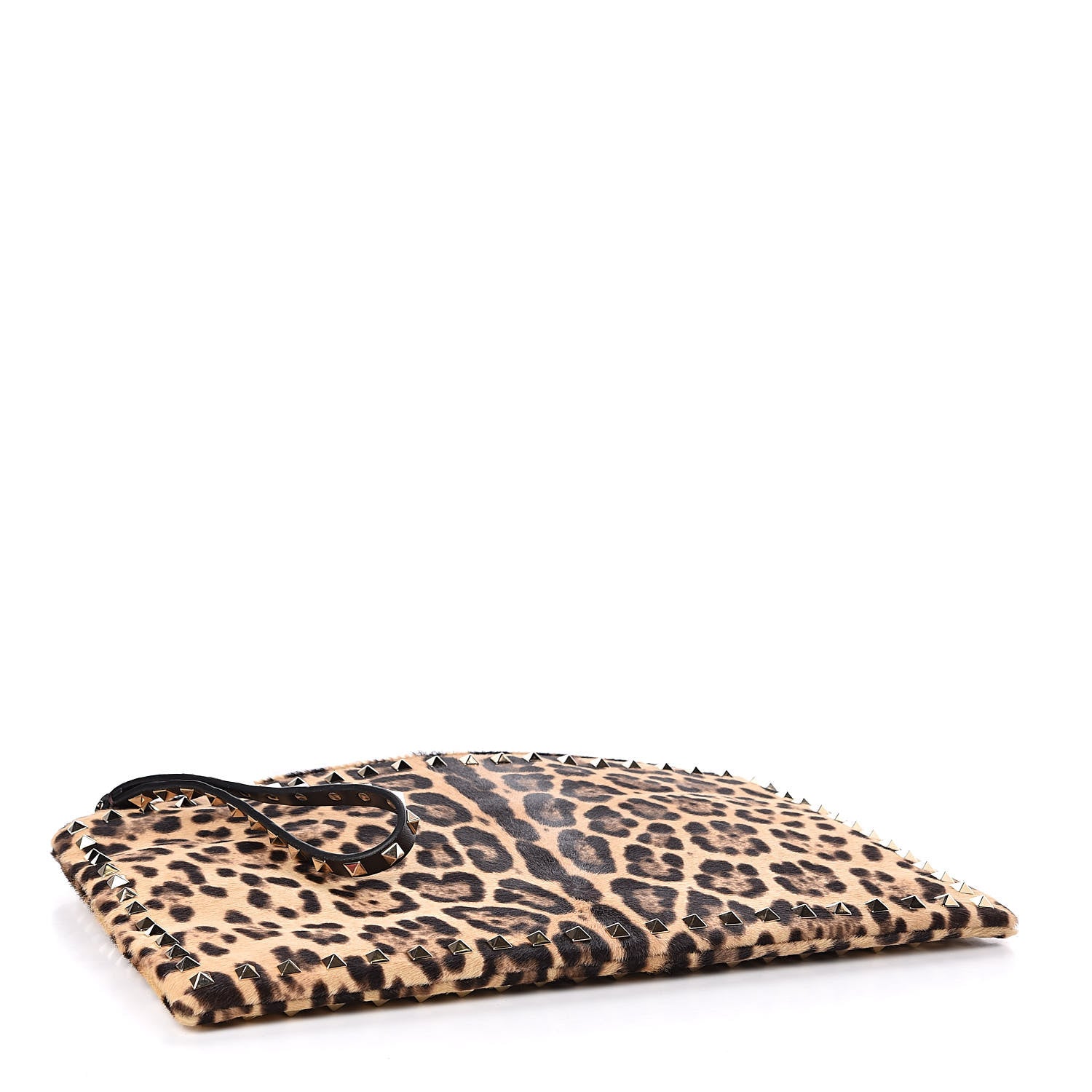 Valentino Garavani Calf Hair Leopard Print Rockstud Zip Wristlet Pouch Leopard 4 of 7