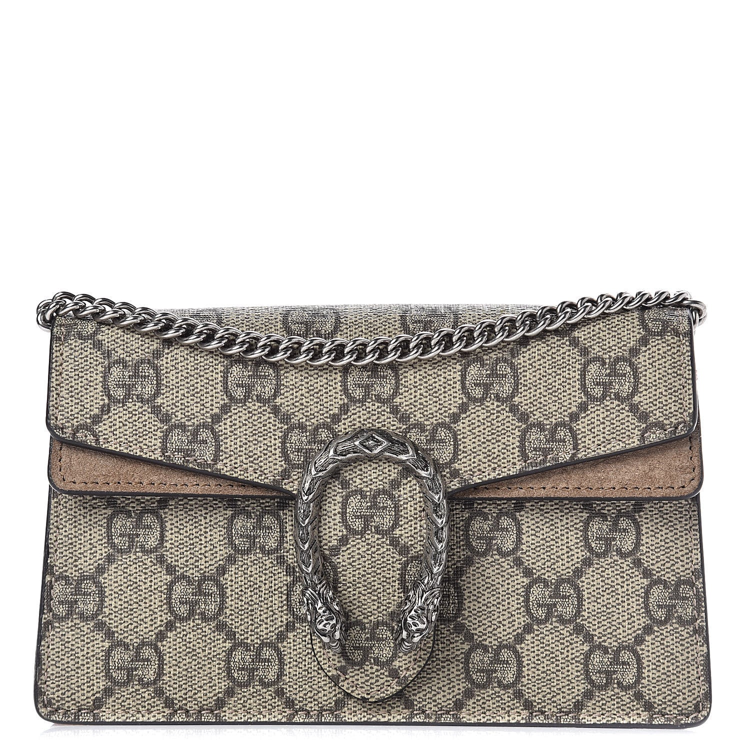 Gucci GG Supreme Monogram Super Mini Dionysus Shoulder Bag Taupe 1 of 9