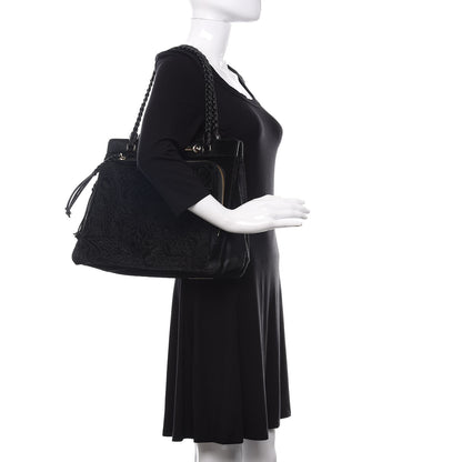 Valentino Garavani Calf Hair Lace Demetra Satchel Black 2 of 12