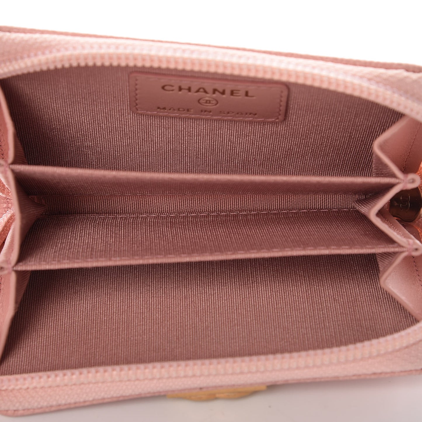 Caviar Quilted Boy Zip Around Coin Purse Wallet Pink