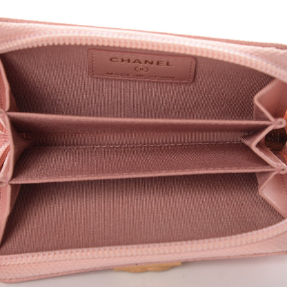 Chanel Caviar Quilted Boy Zip Around Coin Purse Wallet Pink 5 of 8