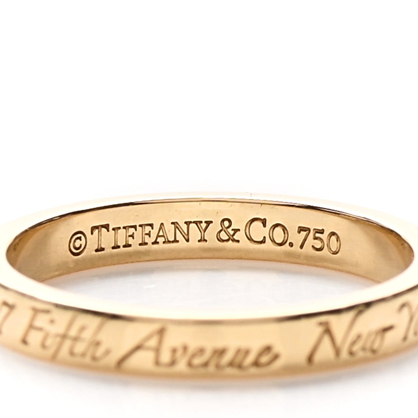 18K Yellow Gold Notes Fifth Avenue New York Ring 54 7