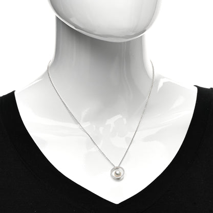 Mikimoto 18K White Gold Diamond Akoya Pearl 7mm Circle Pendant Necklace 2 of 5