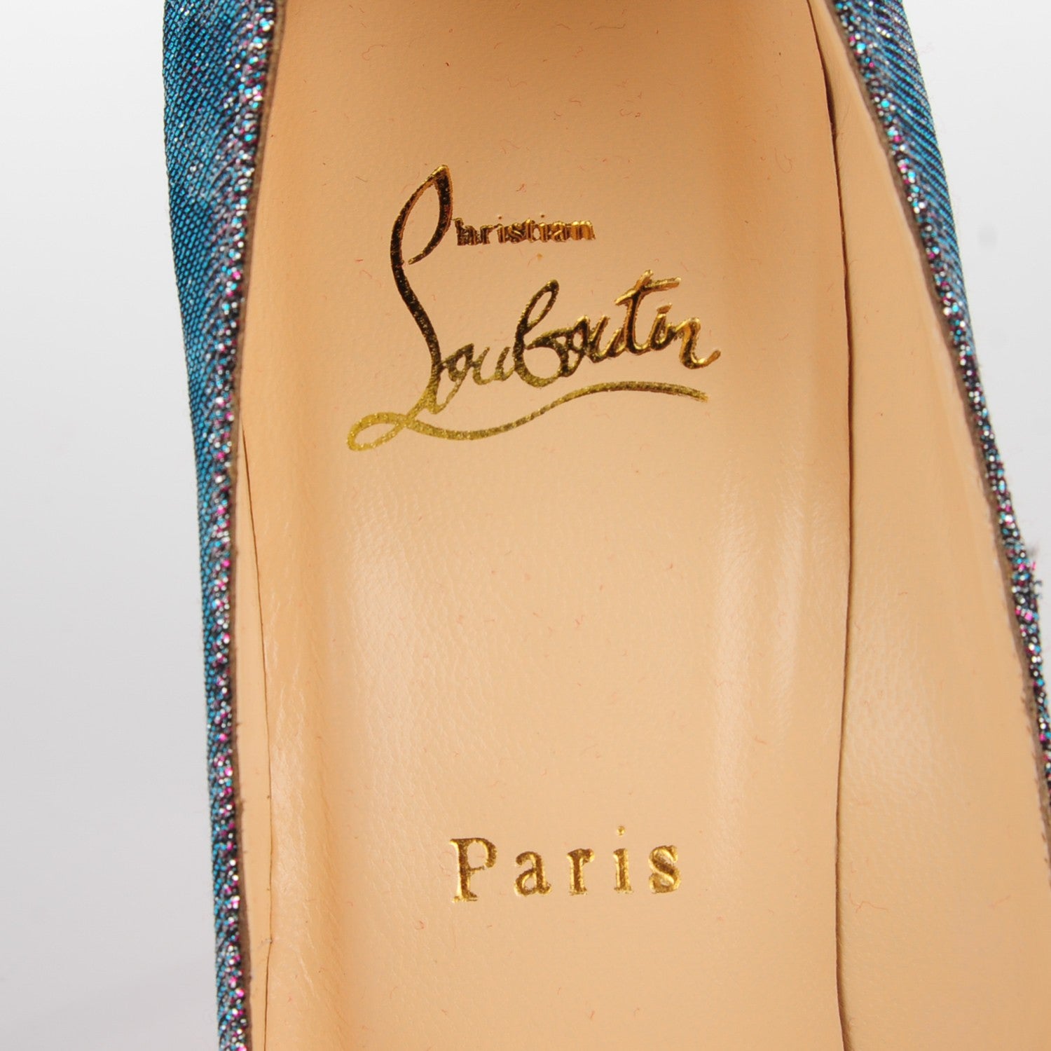 Christian Louboutin Leopard Lame Fifi 100 Pumps Turquoise Violet 38 8 of 8