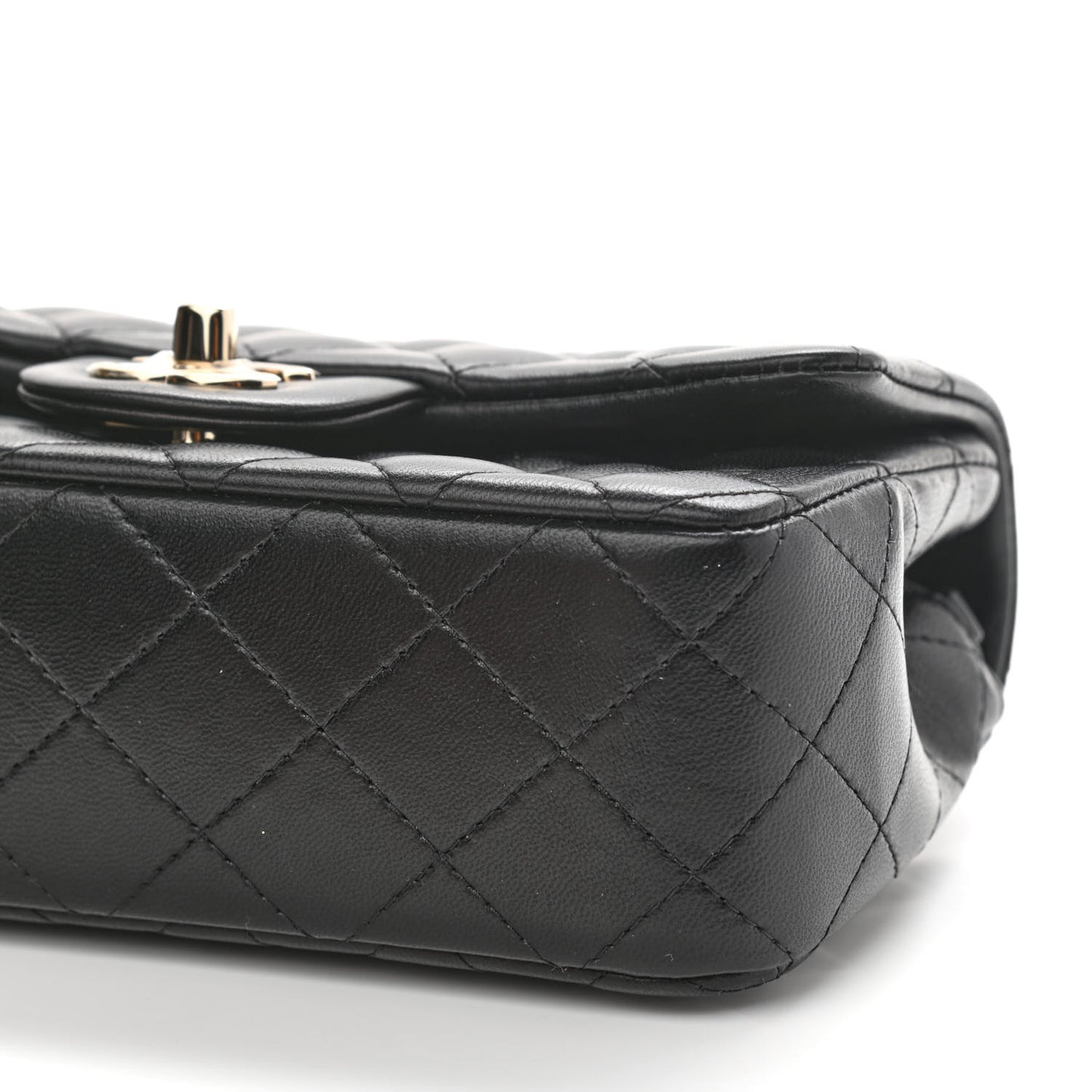 Lambskin Quilted Mini Rectangular Flap Black