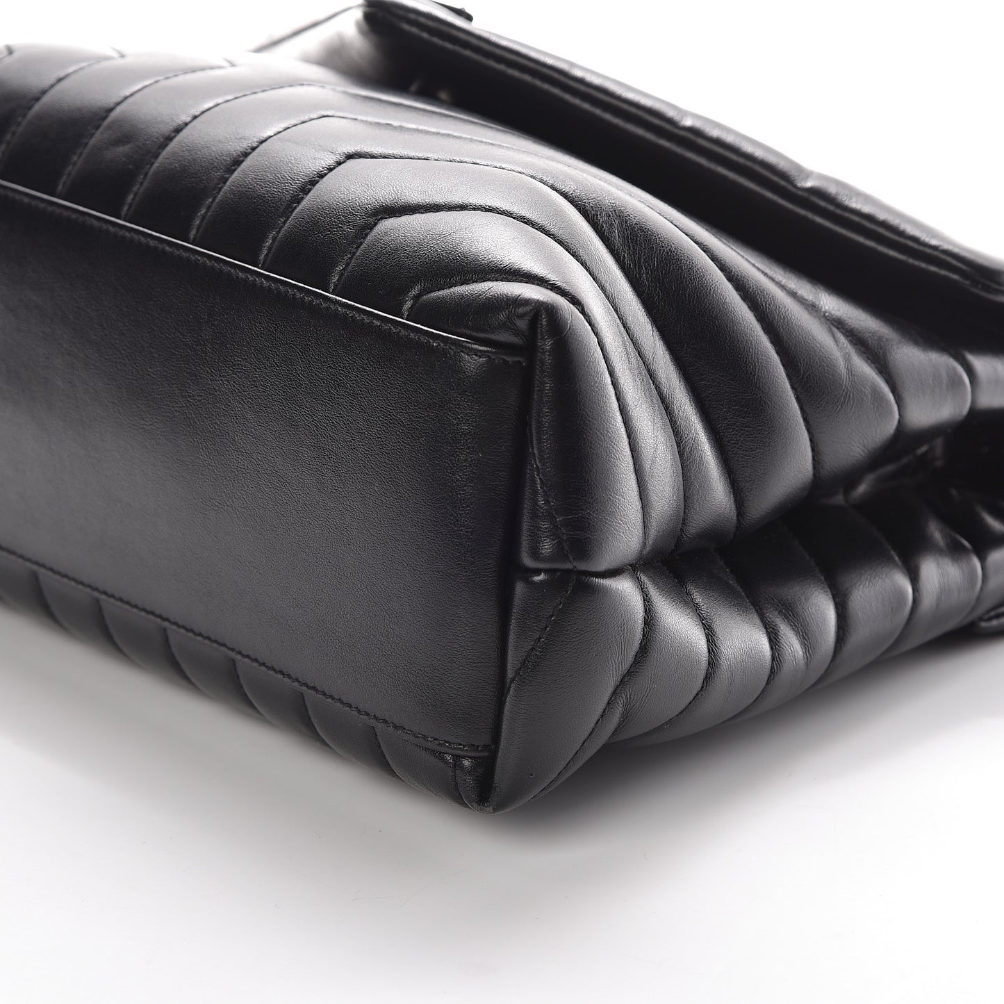 Calfskin Y Quilted Monogram Medium Loulou Chain Satchel Black
