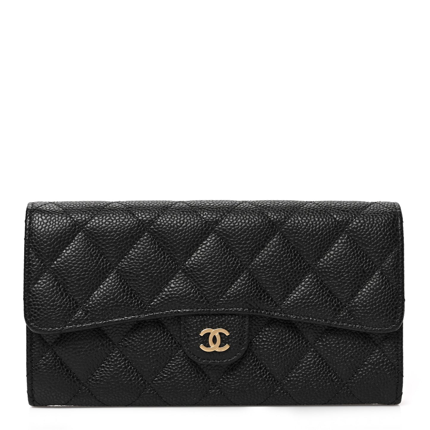 Caviar Quilted Large Flap Wallet Black