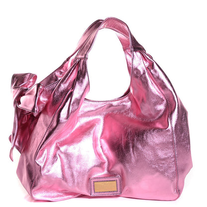 Valentino Garavani Metallic Nappa Nuage Bow Hobo Pink 1 of 10
