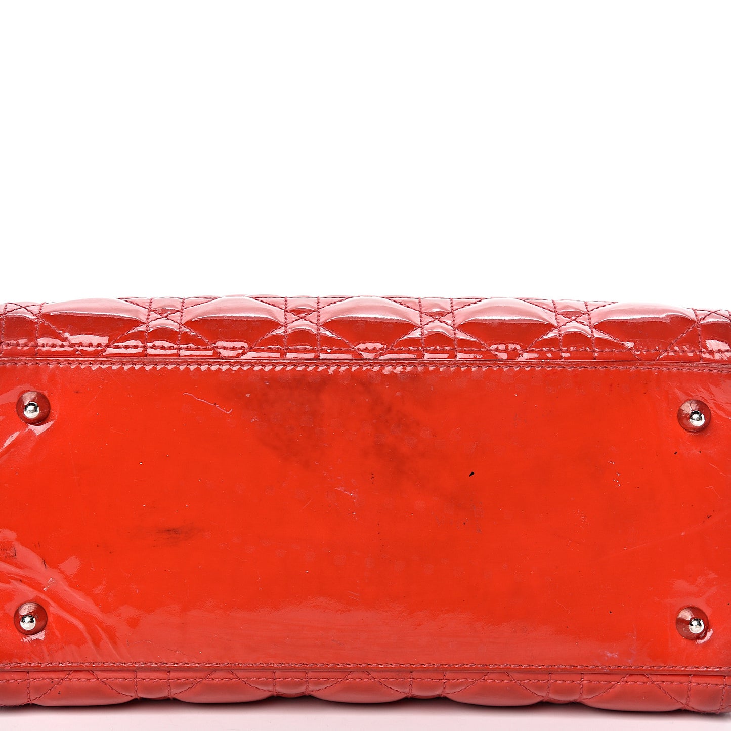 Patent Cannage Whipstitch Medium Lady Dior Red