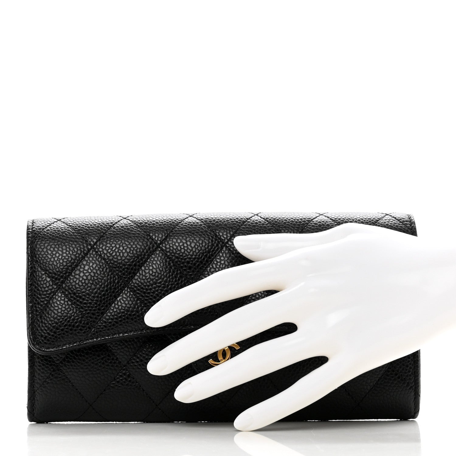 Chanel Caviar Quilted Large Gusset Flap Wallet Black 2 of 9