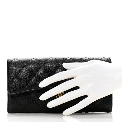 Chanel Caviar Quilted Large Gusset Flap Wallet Black 2 of 9