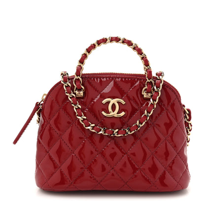 Chanel Patent Calfskin Quilted Shiny Coco Clutch With Chain Red 1 of 11
