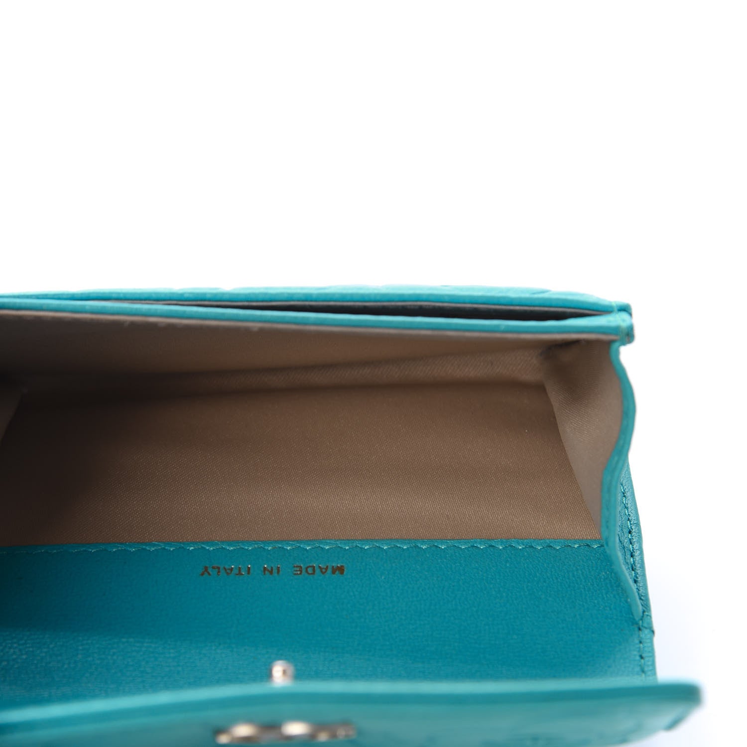 Chanel Goatskin Camellia Embossed Card Holder Turquoise 4 of 11