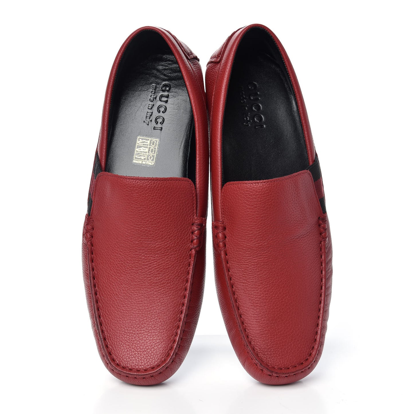 Calfskin Web Mens Driver Loafers 7 Red