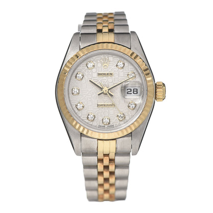Rolex Stainless Steel 18K Yellow Gold Diamond 26mm Oyster Perpetual Datejust Watch Silver Jubilee 69173 1 of 6