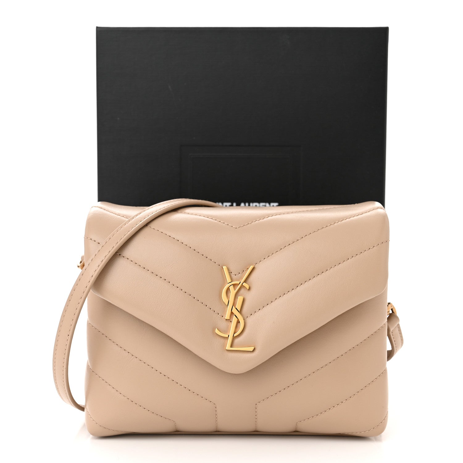 Saint Laurent Calfskin Y Quilted Monogram Toy Loulou Crossbody Bag Nude Powder 11 of 11