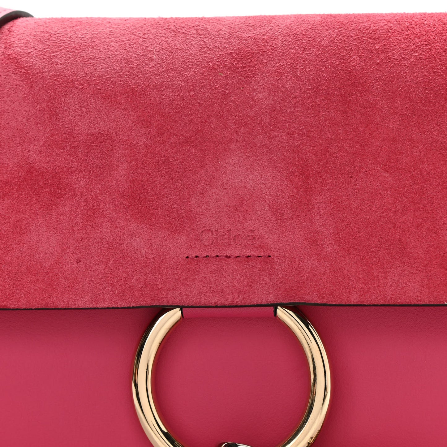 Suede Calfskin Small Faye Shoulder Bag Fuchsia Rose