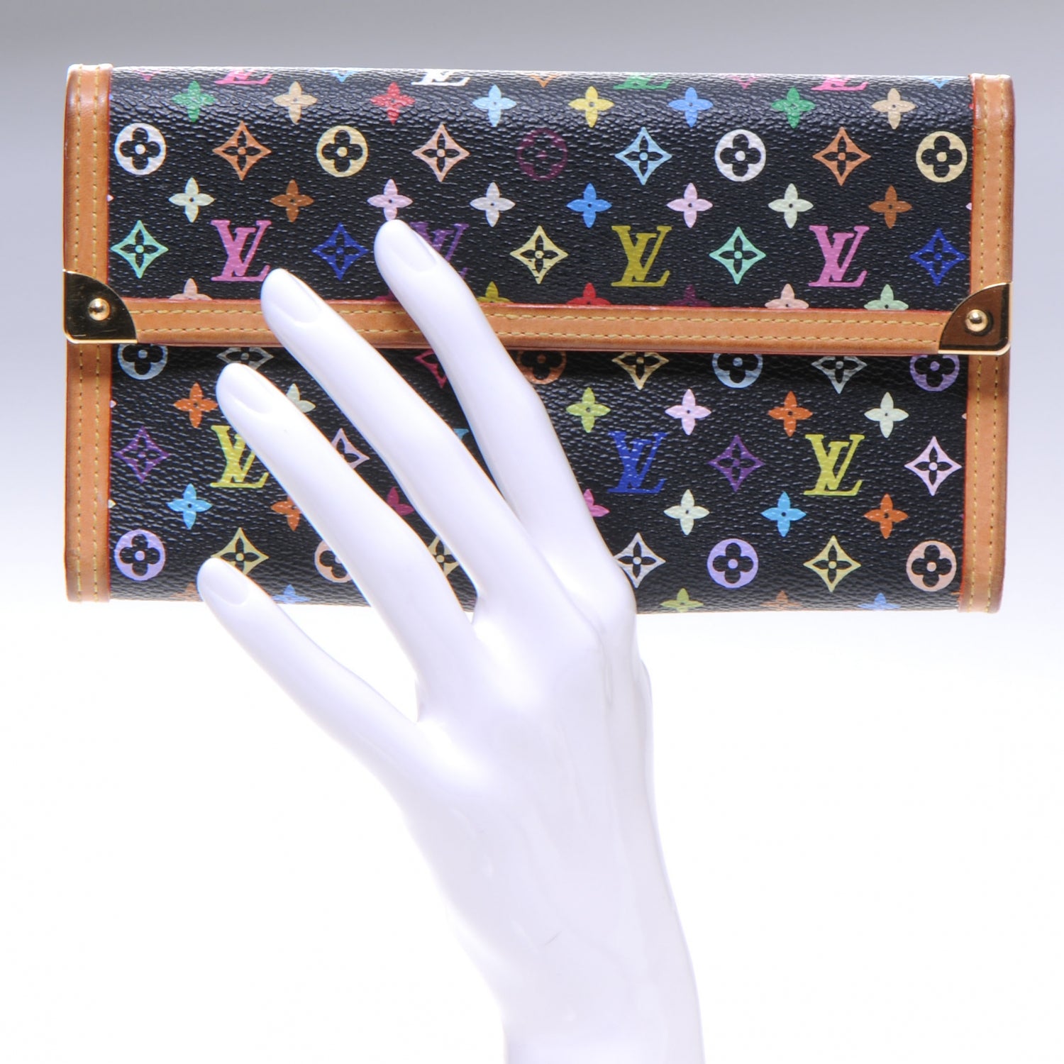 Louis Vuitton Monogram Multicolor Porte Tresor International Wallet Black 2 of 8