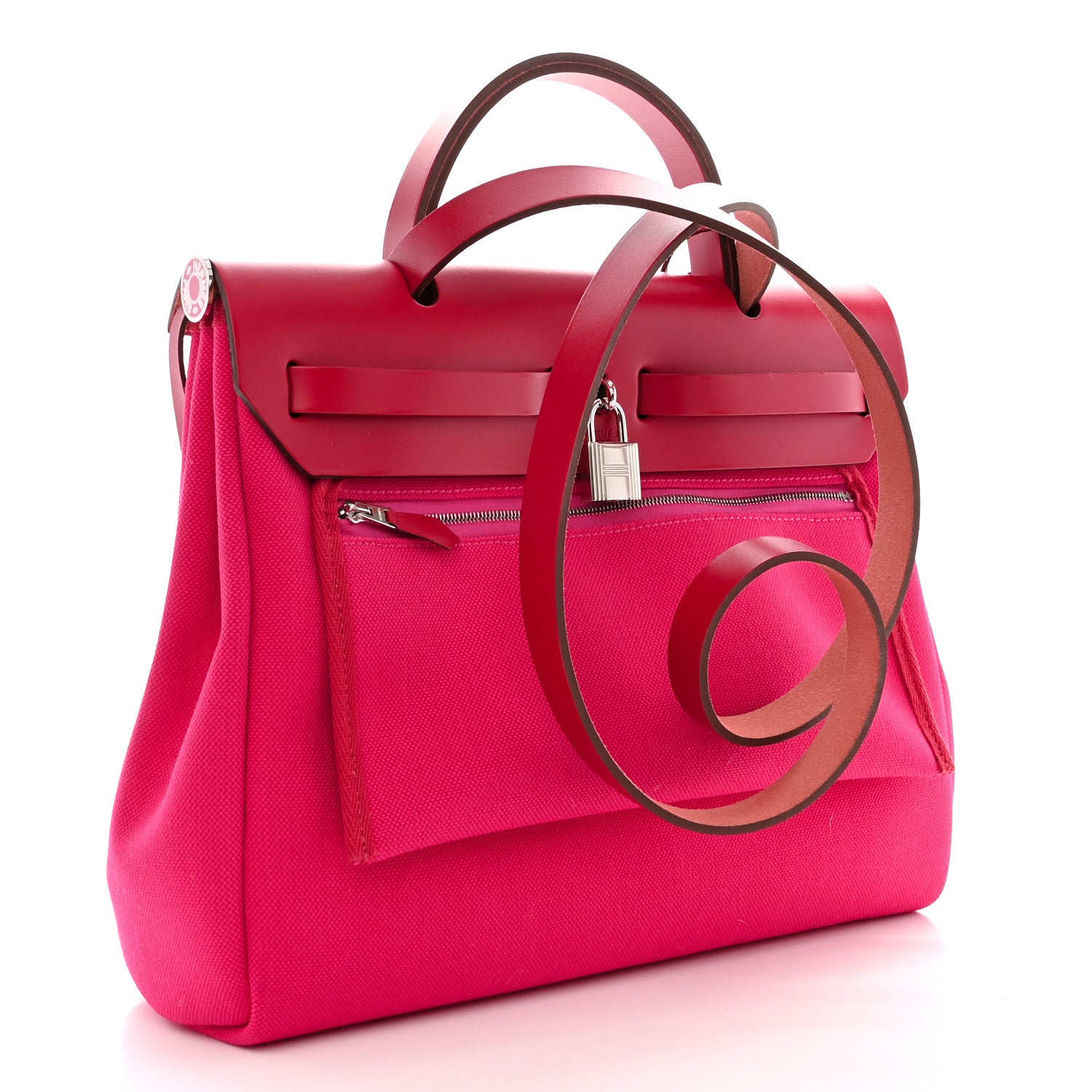 Hermes Toile Militaire Vache Hunter Laque Herbag Zip Retourne 31 PM Rose Mexico Rouge Piment 4 of 13