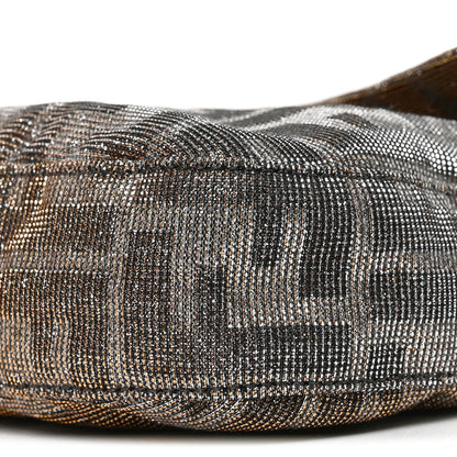 Fendi Metallic Lurex Zucca Vitello Baguette Argento 10 of 10