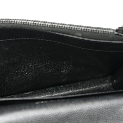 Saint Laurent Grain De Poudre Matelasse Chevron Monogram Monochrome Envelope Chain Wallet Black 12 of 16