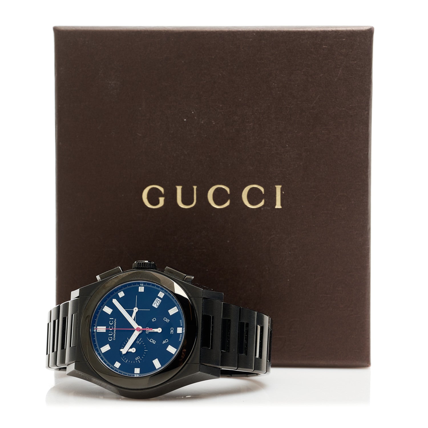 Gucci Stainless Steel 44mm Pantheon Chronograph Quartz Watch Black 5 of 5