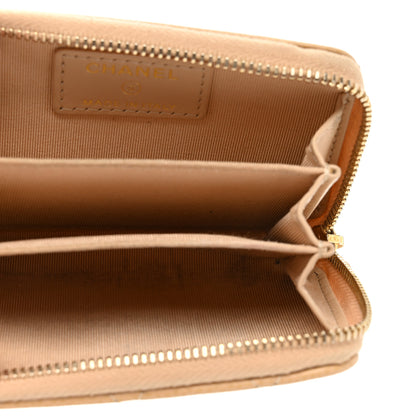 Chanel Caviar Quilted Zip Around Coin Purse Beige 5 of 8