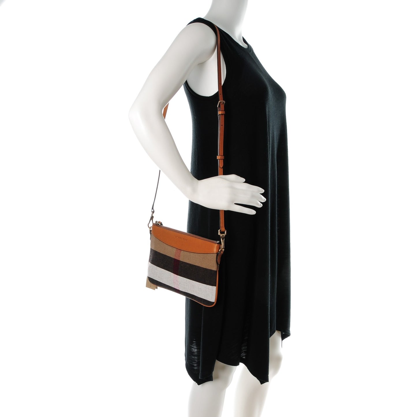 Mega Check Peyton Crossbody Clutch Bag Saddle Brown