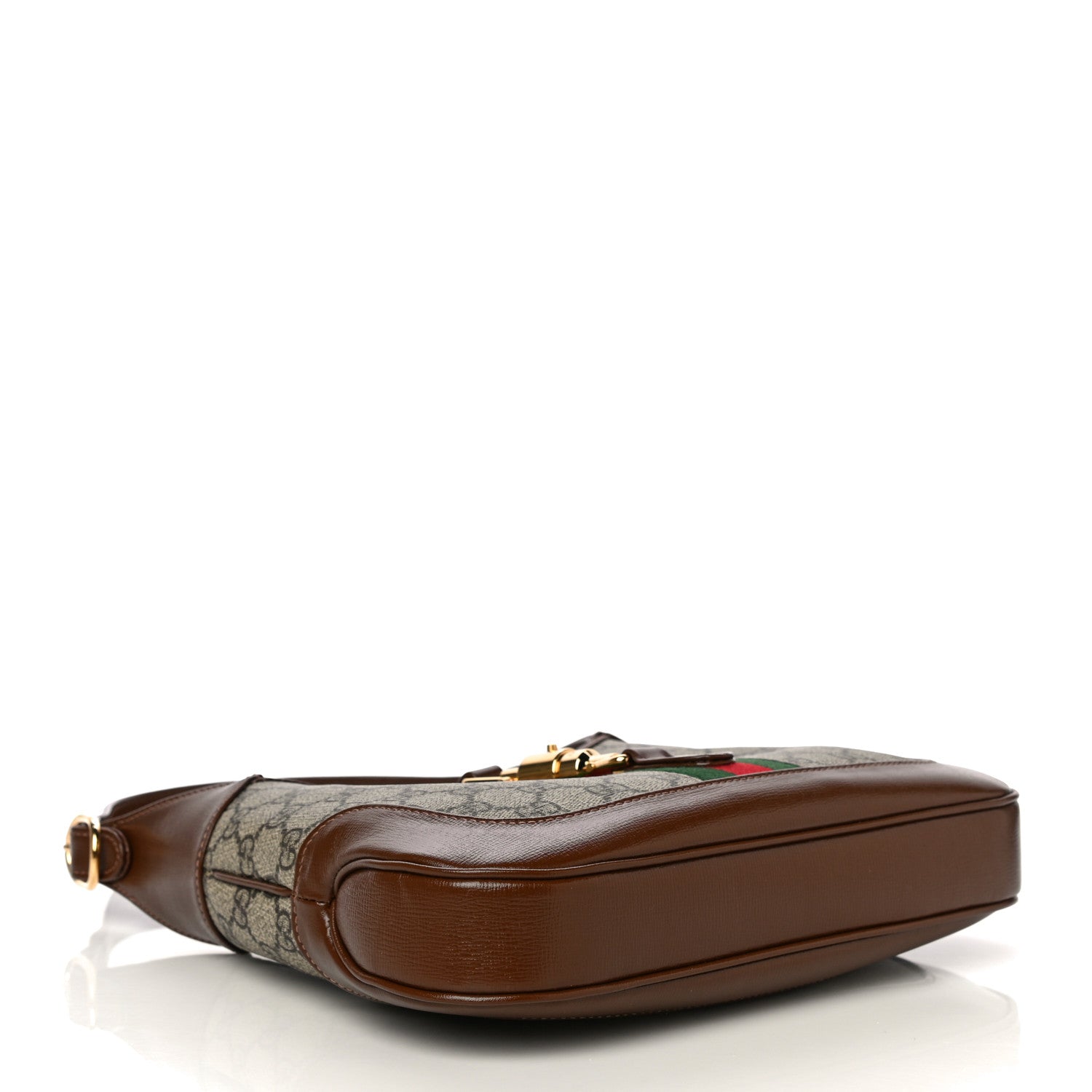 Gucci GG Supreme Monogram Azalea Calfskin Web Small Jackie 1961 Hobo Beige Ebony Brown Sugar 4 of 12