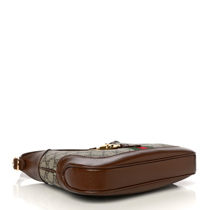 Gucci GG Supreme Monogram Azalea Calfskin Web Small Jackie 1961 Hobo Beige Ebony Brown Sugar 4 of 12