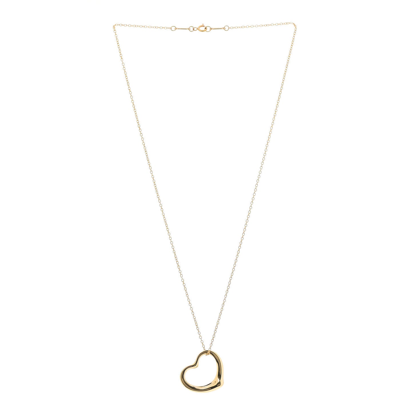 18K Yellow Gold 22mm Elsa Peretti Open Heart Pendant Necklace