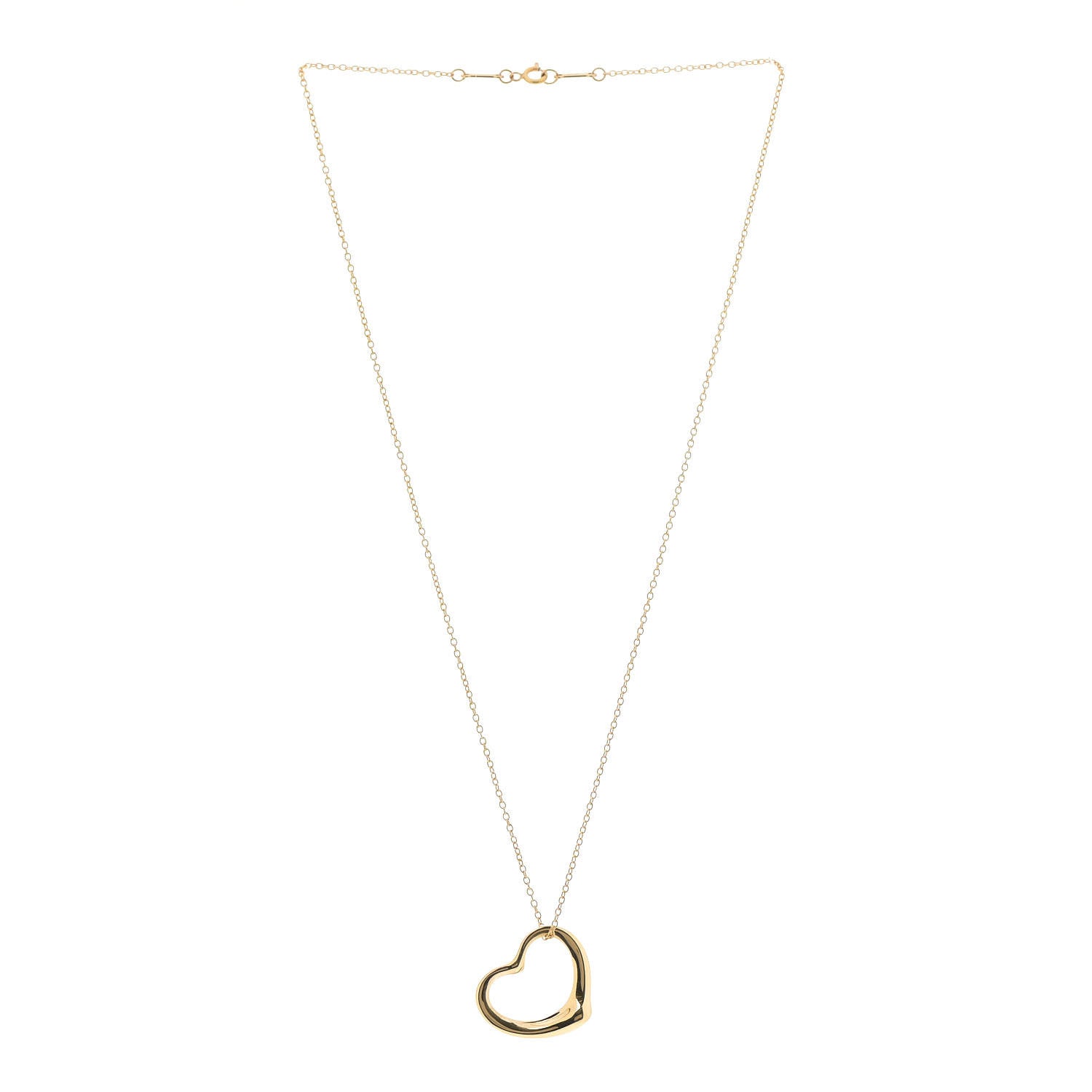 Tiffany 18K Yellow Gold 22mm Elsa Peretti Open Heart Pendant Necklace 3 of 7