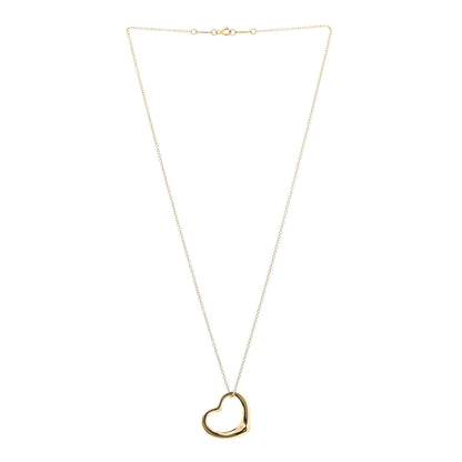 Tiffany 18K Yellow Gold 22mm Elsa Peretti Open Heart Pendant Necklace 3 of 7