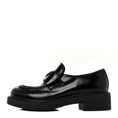 Prada Spazzolato Metal Triangle Logo 50mm Loafers 39 Black 1 of 8