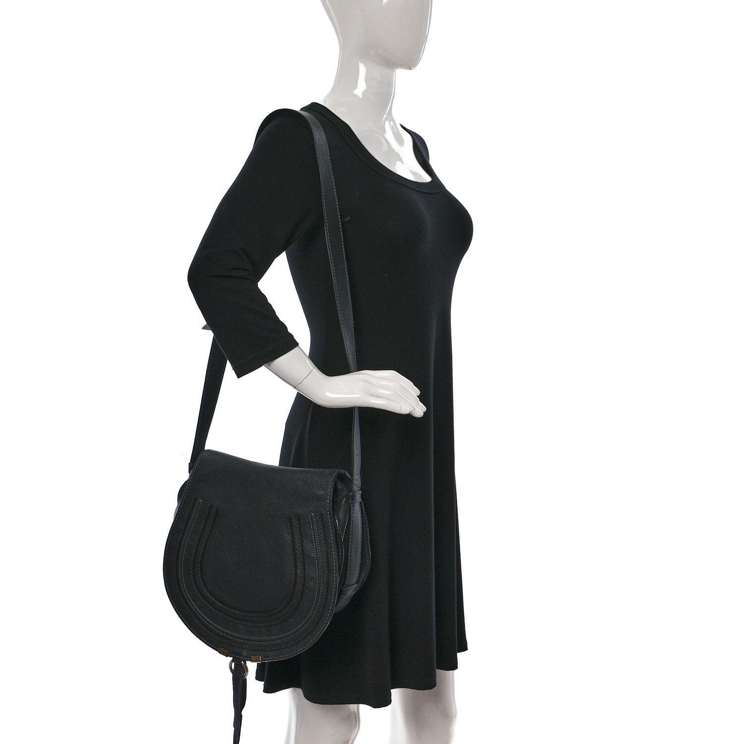 Chloe Calfskin Medium Marcie Round Crossbody Bag Black 2 of 20