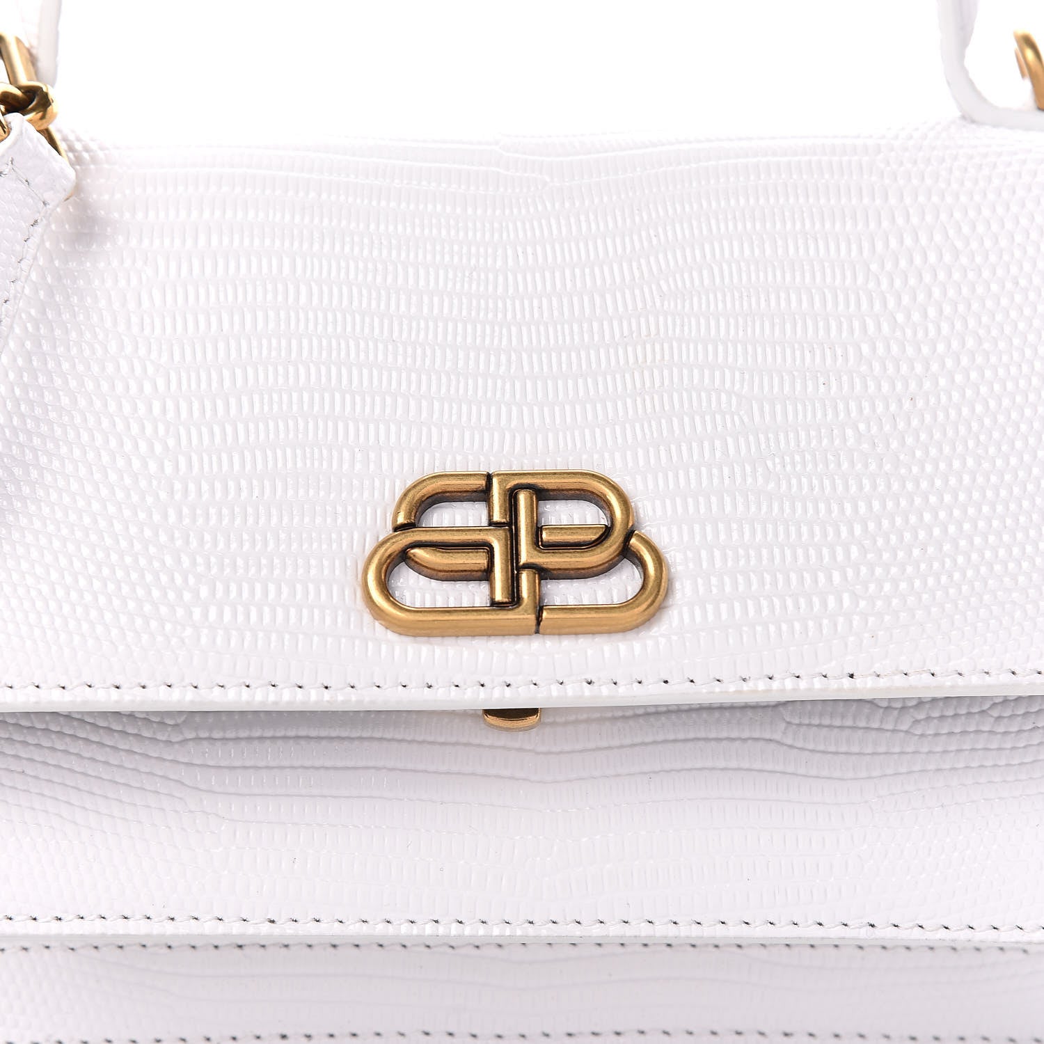 Balenciaga Patent Calfskin Lizard Embossed XS Sharp Top Handle Bag White 10 of 10