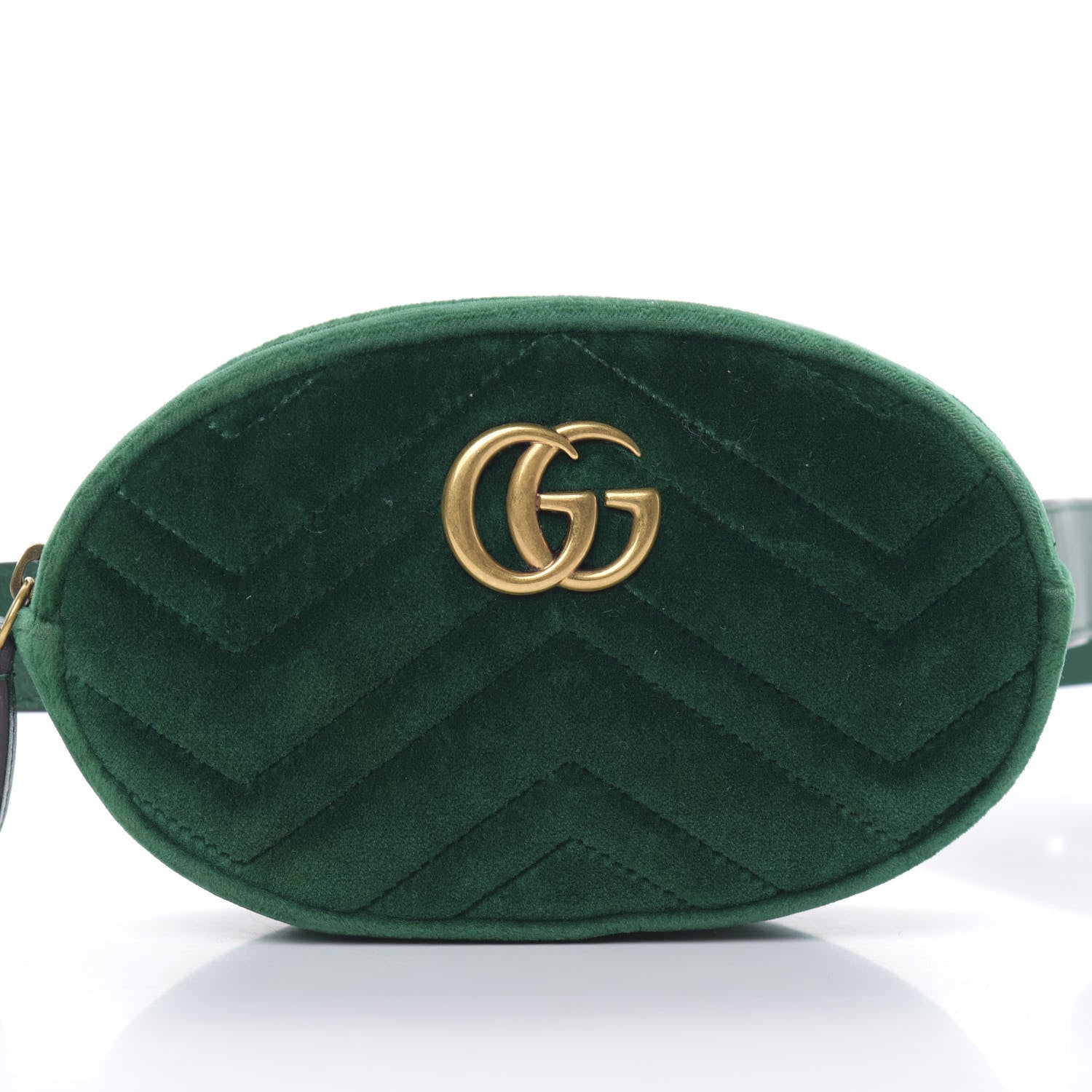 Gucci Velvet Matelasse GG Marmont Belt Bag 95 38 Green 8 of 12