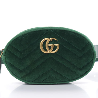 Gucci Velvet Matelasse GG Marmont Belt Bag 95 38 Green 8 of 12