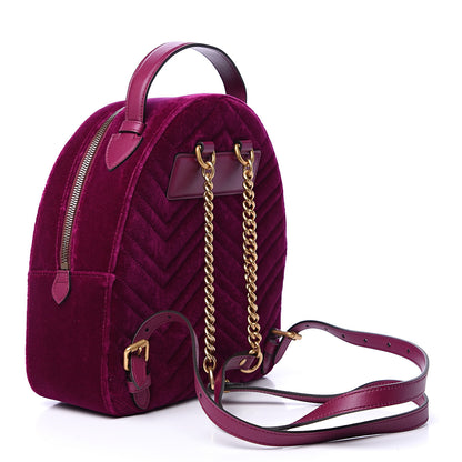 Gucci Velvet Matelasse GG Marmont Dome Backpack Fuchsia Violet Cyclamen 2 of 10