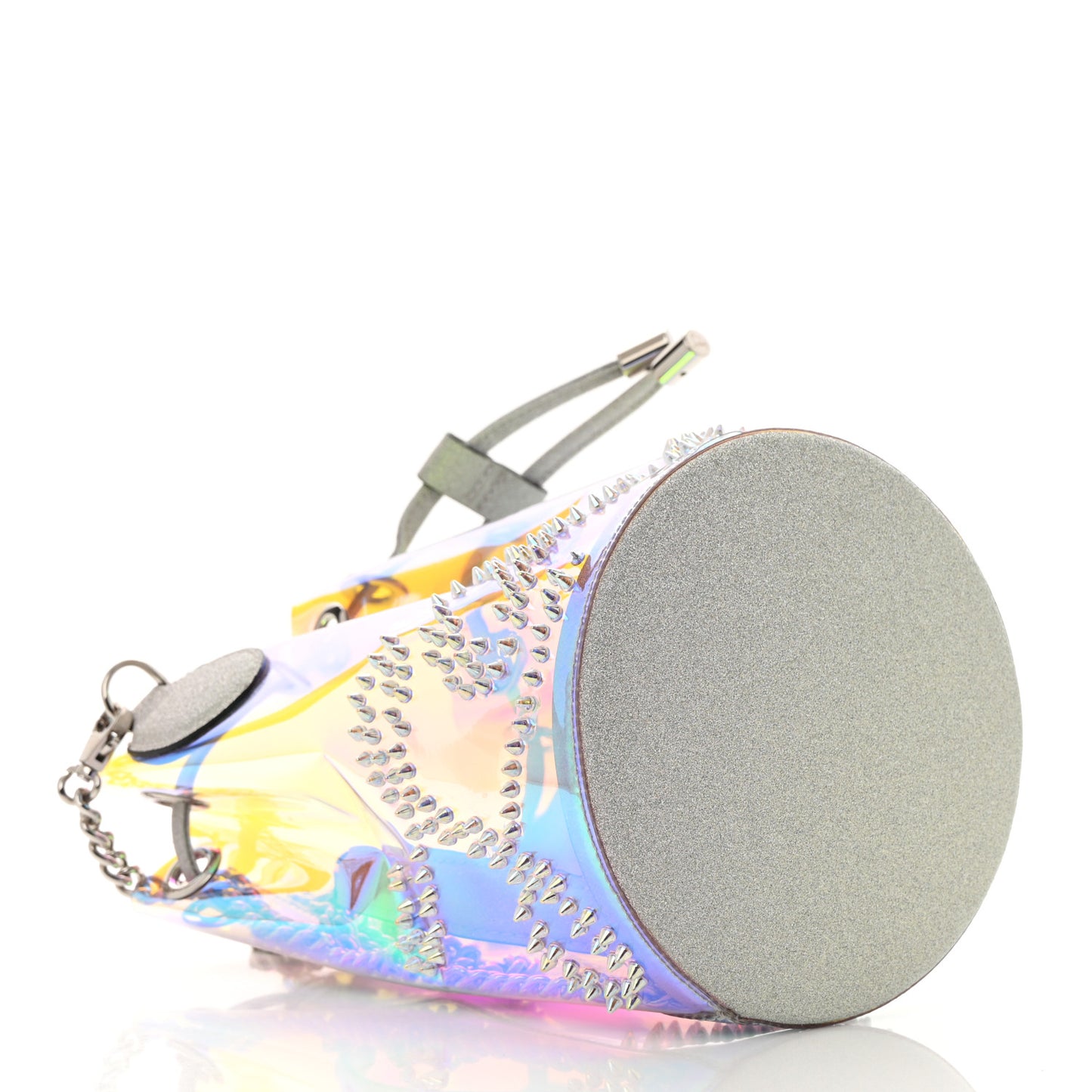 PVC Iridescent Marie Jane Studded Bucket Silver