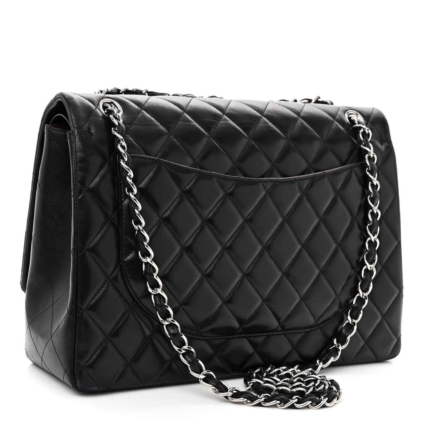 Lambskin Quilted Maxi Double Flap Black