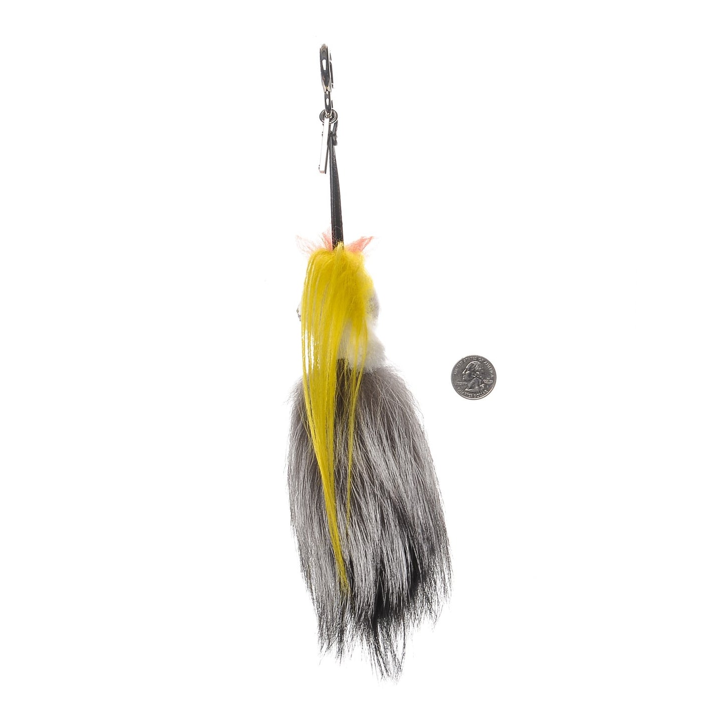 Fox Mink Goat Fur Mini Karlito Bag Charm White Black Flamingo