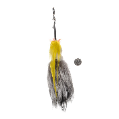 Fendi Fox Mink Goat Fur Mini Karlito Bag Charm White Black Flamingo 2 of 6