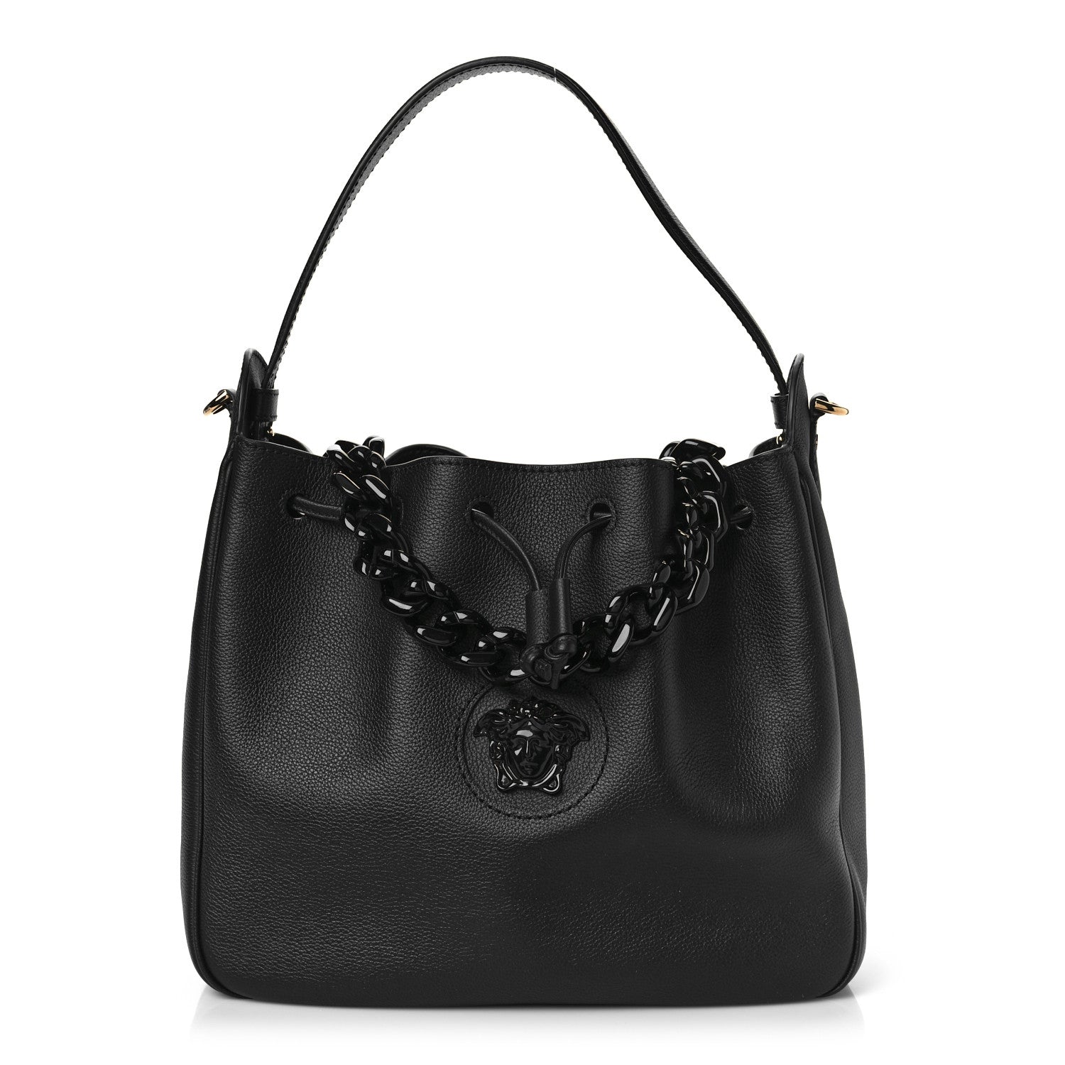 Versace Grained Calfskin La Medusa Bucket Bag Black 1 of 9