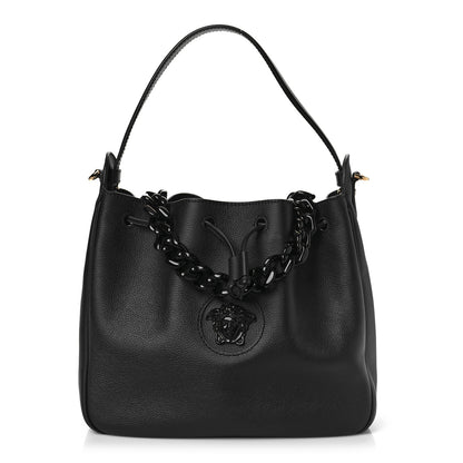 Versace Grained Calfskin La Medusa Bucket Bag Black 1 of 9